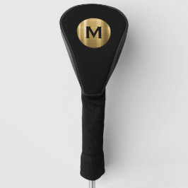 Modern Black Brushed Gold Monogram Golf Headcover