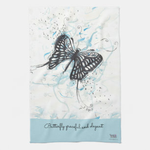 Modern Black Butterfly Geschirrtuch