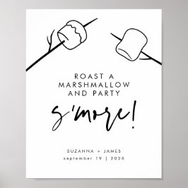Modern Black Calligraphy Marshmallow S'mores Bar Poster