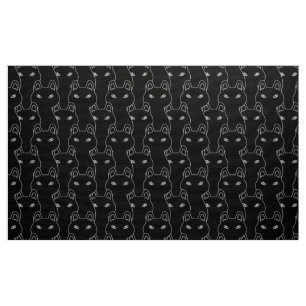 Modern Black Cat Line Art Muster Stoff