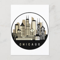 Modern Black Chicago Illinois Skyline