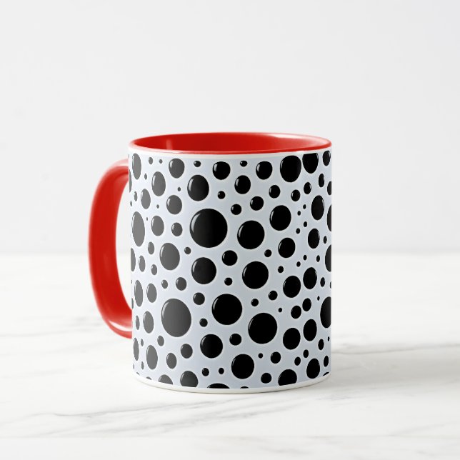 Modern Black Circle Dots Tasse (Vorderseite Links)