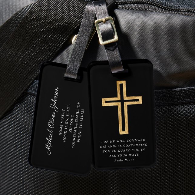 Modern Black Cross Gepäckanhänger (Modern Black Cross Luggage Tag)