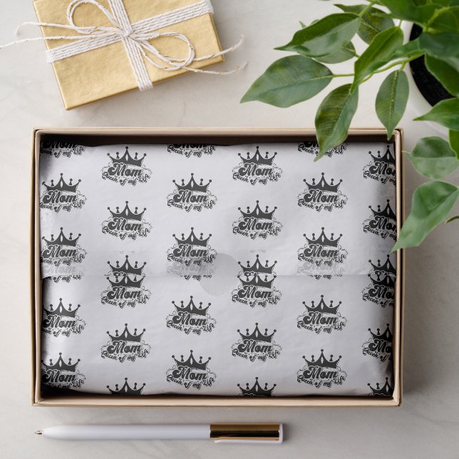 Modern Black Crown, MOM Queen of my life  Seidenpapier (Geschenk)