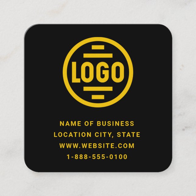 Modern Black Custom Logo and QR Code Square Busine Quadratische Visitenkarte (Vorderseite)