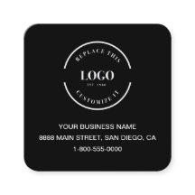 Modern Black Custom Logo Website QR Code Quadrat