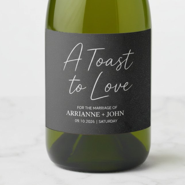 Modern Black Elegant Wedding Sparkling Wine Label (Von Creator hochgeladen)