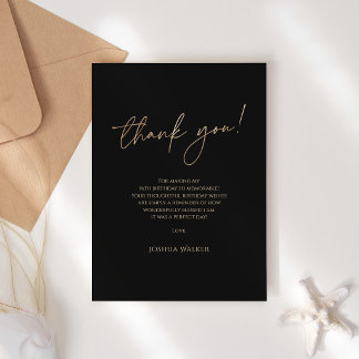 Modern Black Gold 16th Birthday Thank You Card  Dankeskarte