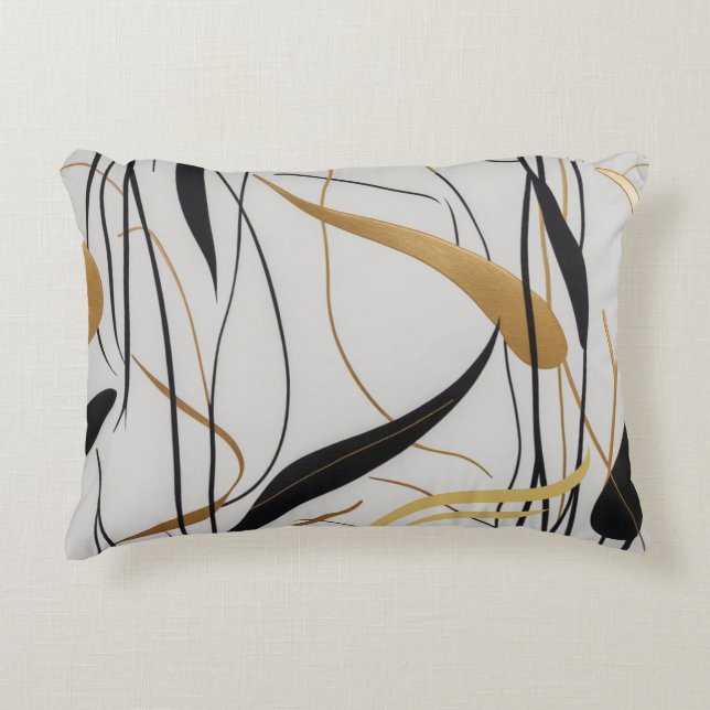 Modern Black & Gold Abstract Line  Dekokissen (Vorderseite)