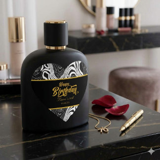 Modern Black & Gold Agate Happy Birthday  Herz-Aufkleber