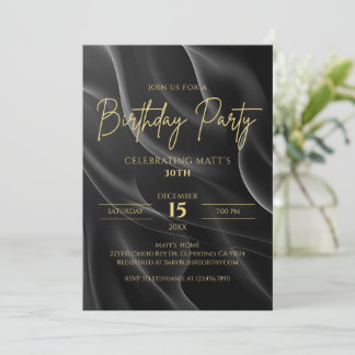 Modern black & Gold Birthday Invitation Einladung