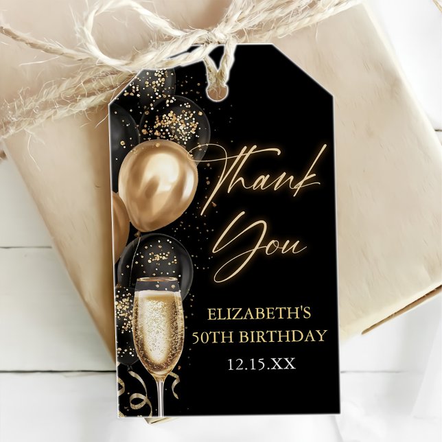 Modern Black & Gold Birthday Party Favor Thank you Geschenkanhänger (Von Creator hochgeladen)