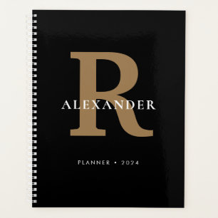 Modern Black Gold Bold Monogram Typografy Simple Planer