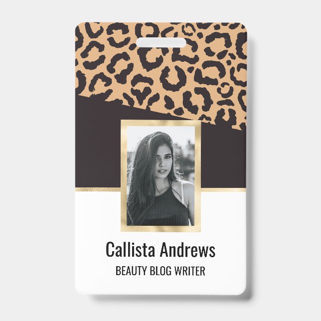 Modern Black Gold Cheetah Leopard Animal Print Ausweis (Vorderseite)