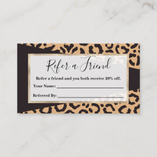 Modern Black Gold Cheetah Leopard Animal Print Empfehlungskarte