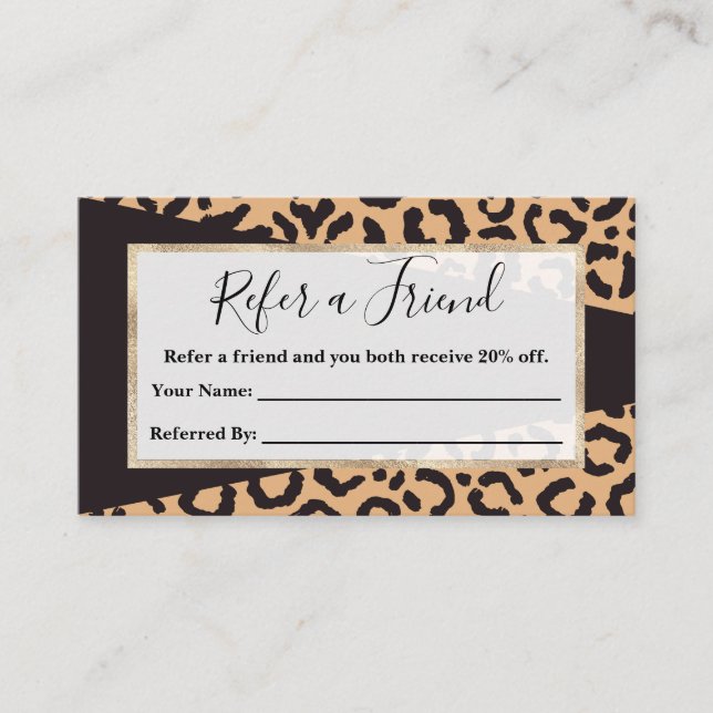 Modern Black Gold Cheetah Leopard Animal Print Empfehlungskarte (Vorderseite)