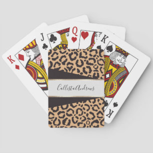 Modern Black Gold Cheetah Leopard Animal Print Spielkarten