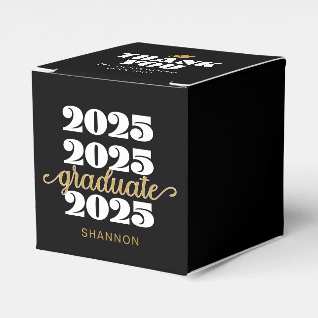 Modern Black Gold Class 2025 Vielen Dank Geschenkschachtel (Vorderseite)
