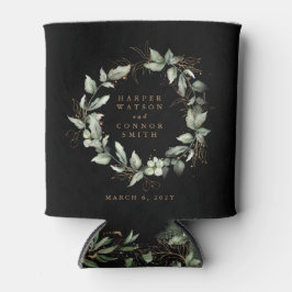 Modern Black Gold Eucalyptus Wreath Wedding Dosenkühler