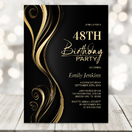 Modern Black Gold Geburtstagsparty Einladung