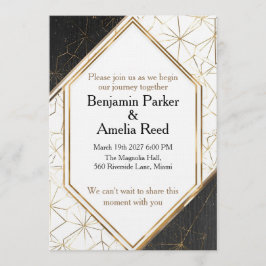 Modern Black Gold Geometric Wedding Invitation Einladung