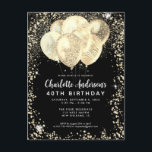 Modern Black Gold Glam Glitzer Balloon Geburtstag Postkarte<br><div class="desc">Modern Glam Gold Black Glitzer Sparkle Ballon Elegant Stilvolle Einladung zum Geburtstag</div>