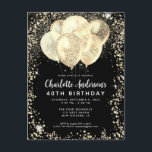 Modern Black Gold Glam Glitzer Balloon Geburtstag Postkarte<br><div class="desc">Modern Glam Gold Black Glitzer Sparkle Ballon Elegant Stilvolle Einladung zum Geburtstag</div>