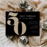 Modern Black Gold Glitzer 50. Geburtstagsparty Einladung<br><div class="desc">Moderner Black Gold Glitzer 50. Geburtstagsparty Einladung verfügt über eine große und trendige 50 in Imitats Gold Glitzer.</div>