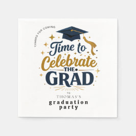 Modern Black & Gold Graduation Party Paper Napkins Serviette