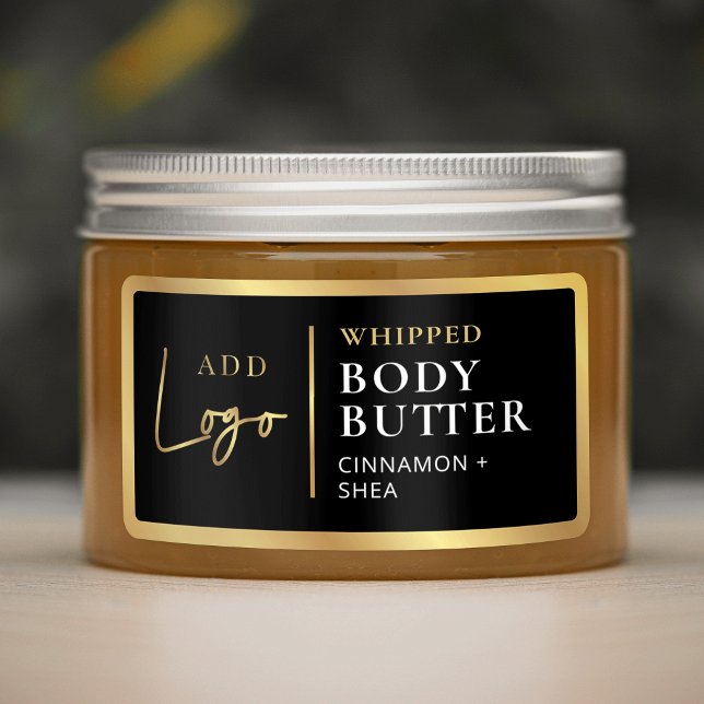 Modern Black Gold Logo Body Butter Jar Waterproof Etiketten (Modern Black Gold Logo Body Butter Jar Waterproof Labels)