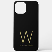 Modern Black Gold Minimalistischer Monogramm Name