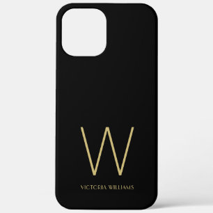 Modern Black Gold Minimalistischer Monogramm Name Case-Mate iPhone Hülle