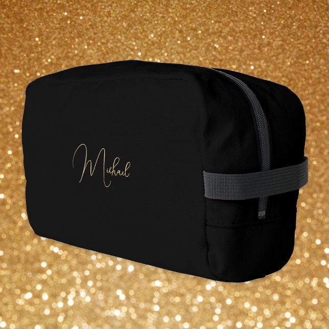 Modern Black Gold Monogram Mens Womens Gym Travel Waschbeutel (Modern Black Gold Monogram Mens Womens Gym Travel Dopp Kit)