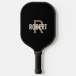 Modern Black gold monogram name mens pickleball pa Schläger