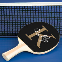 Modern Black Gold Monogram Script