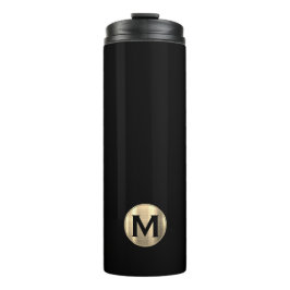 Modern Black Gold Monogram Thermosbecher
