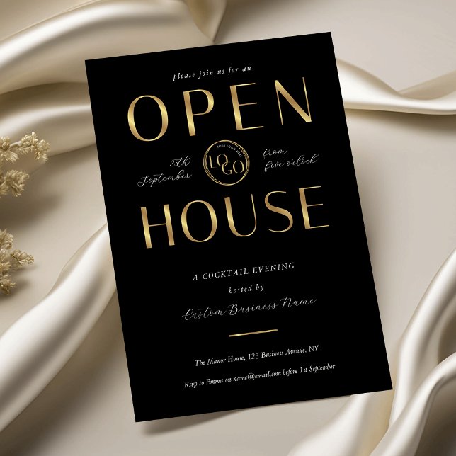 Modern Black & Gold Open House Corporate Logo Einladung (Von Creator hochgeladen)