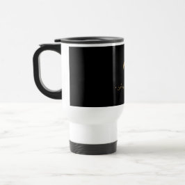 Modern Black Gold Script Monogram Reisebecher