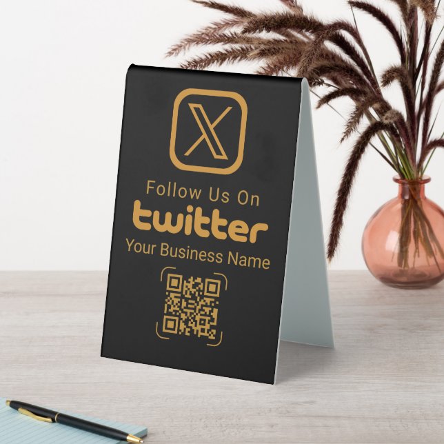 Modern Black Gold Twitter Business Tischaufsteller (In Situ (Tisch))