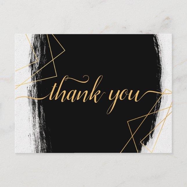 Modern Black & Gold Watercolor GeometricVielen Dan Postkarte (Vorderseite)