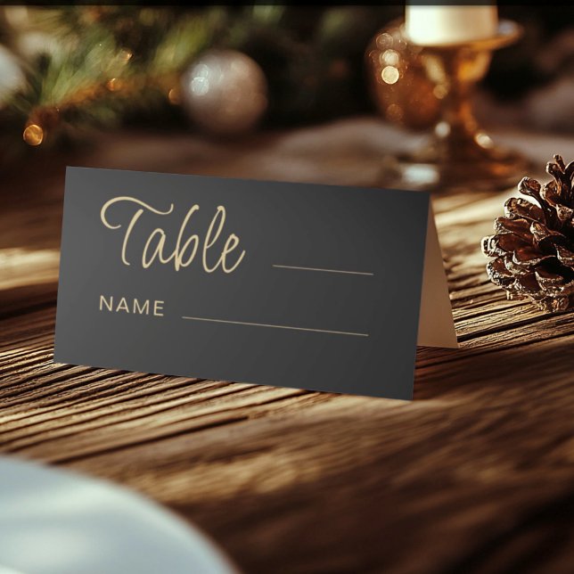 Modern Black & Gold Wedding table number Platzkarte (Von Creator hochgeladen)