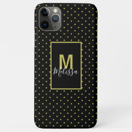 Modern Black Golden Circle Pattern Monogram Case-Mate iPhone Hülle
