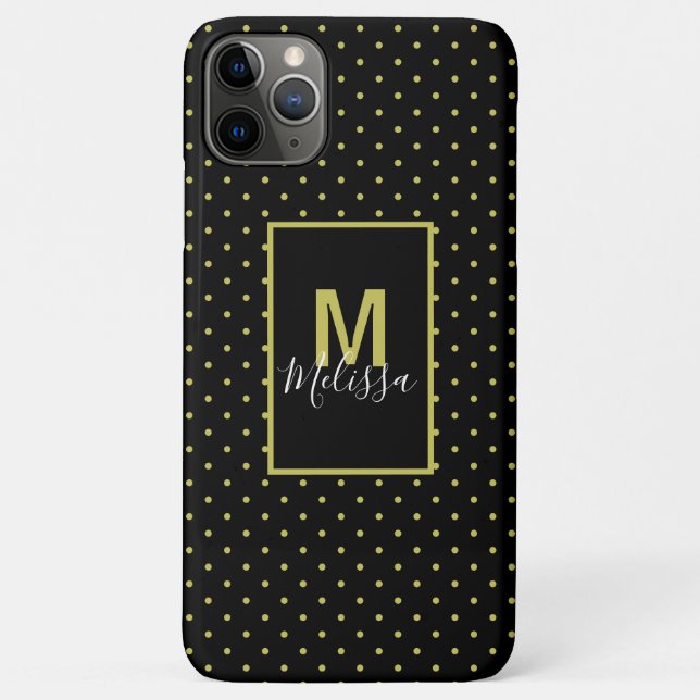 Modern Black Golden Circle Pattern Monogram Case-Mate iPhone Hülle (Rückseite)