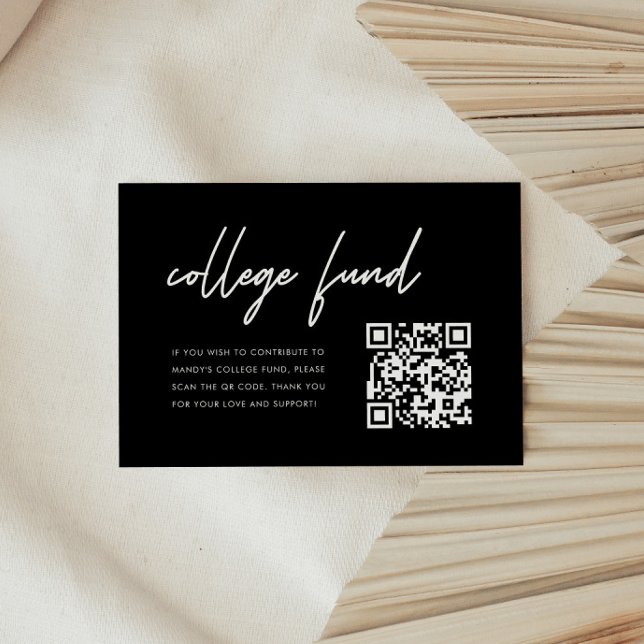 Modern Black Graduation College Fund QR Code Begleitkarte (Von Creator hochgeladen)