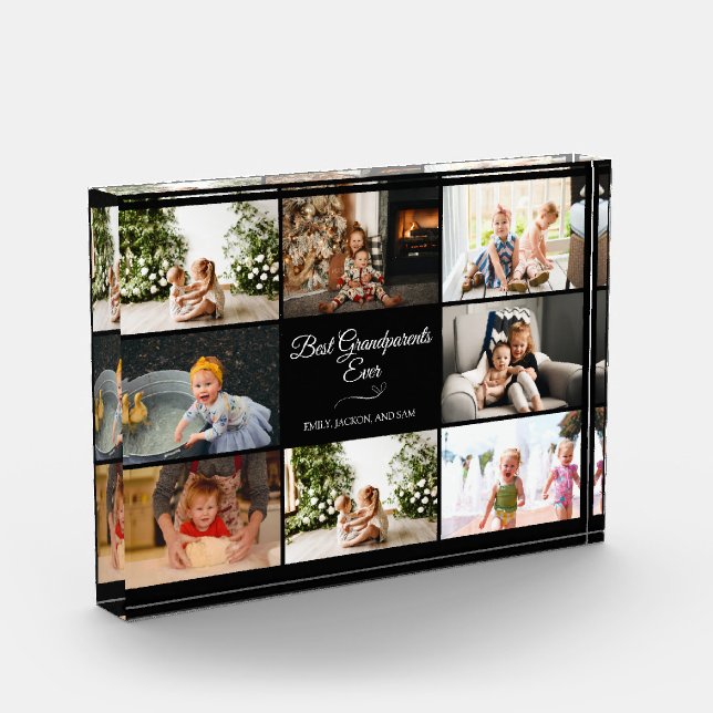 Modern Black Grandparent Collage Gift Fotoblock (Links)