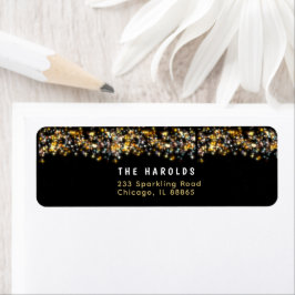 Modern Black Happy New Year Gold Glitzer Sparkling