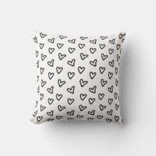 Modern Black Heart Throw Kissen