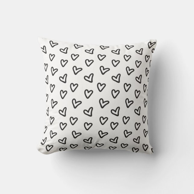 Modern Black Heart Throw Kissen (Vorderseite)