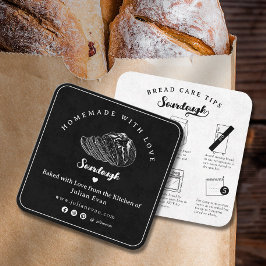 Modern Black Homemade Sourdough Bread Care Tips Quadratische Visitenkarte