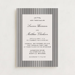 Modern Black & Ivory Striped Wedding Invitation Einladung